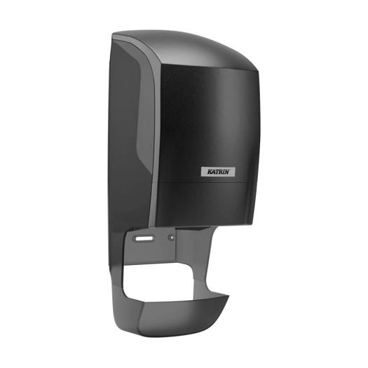 Katrin Plastic Dispenser with Core Catcher For System Toilet Paper Roll, Black