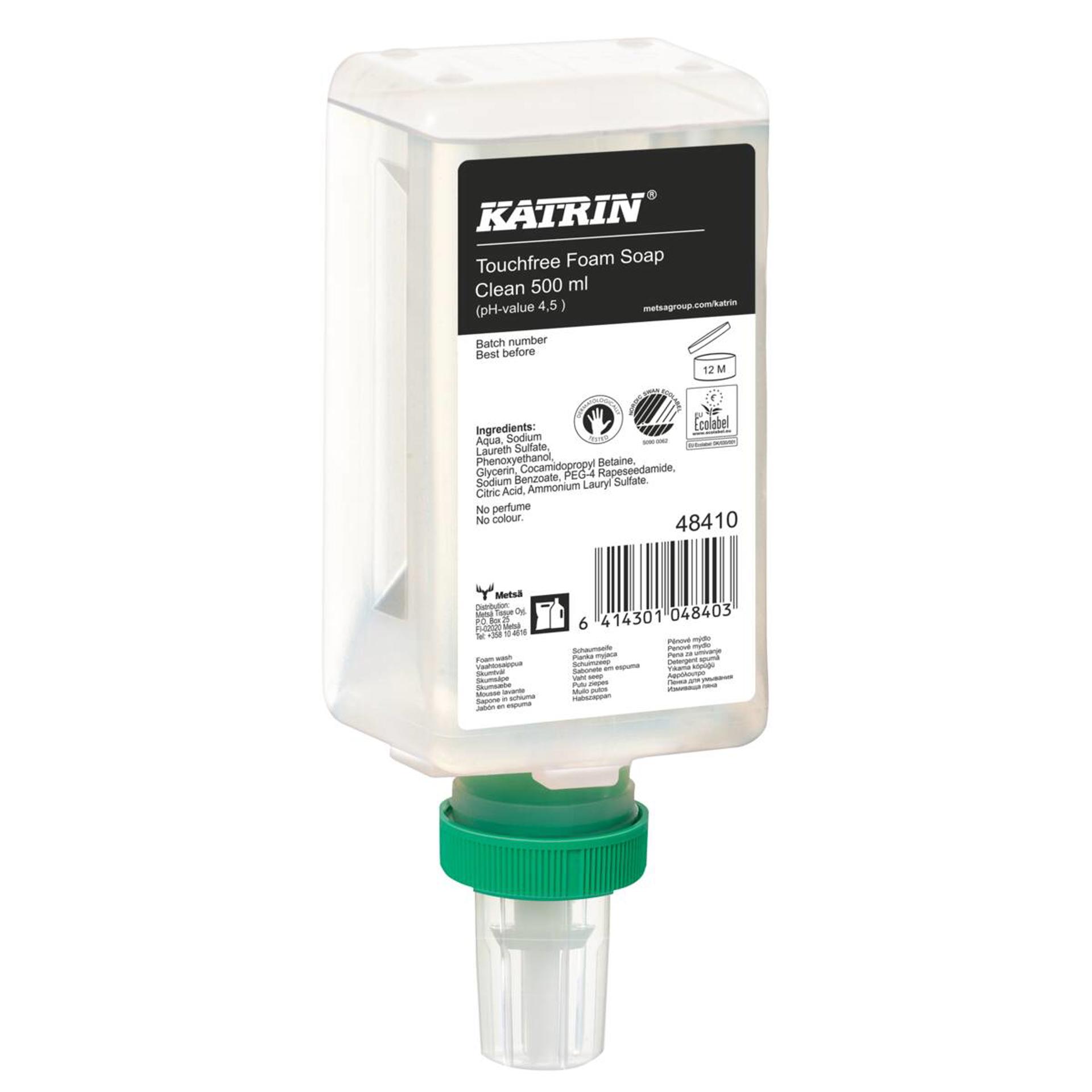 48410-Katrin Touchfree Vaahtosaippua Clean 500 ml, hajusteeton