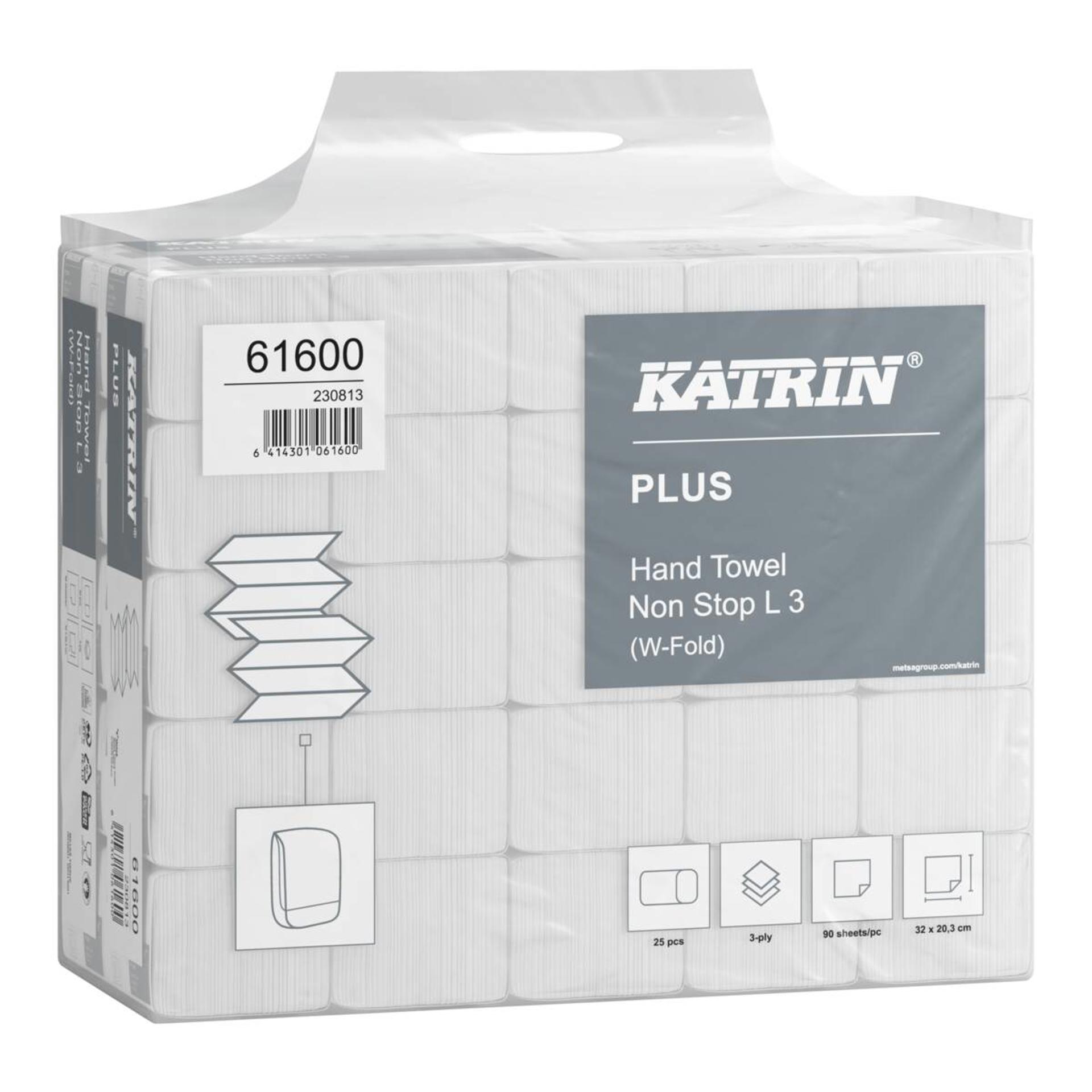 61600-Katrin Plus W-Falz Falthandtücher Non Stop L 90 Blatt 3-lagig, Handy Pack-4