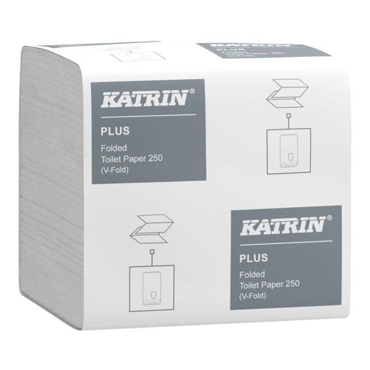 Katrin Plus Folded Toilet Paper 250 Sheets 2-Ply, Bulk Pack