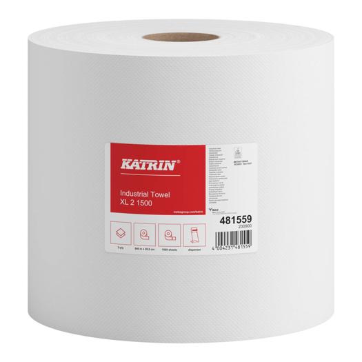 Katrin Industrial Wipes Roll Extra Large 1500 Sheets 2-Ply