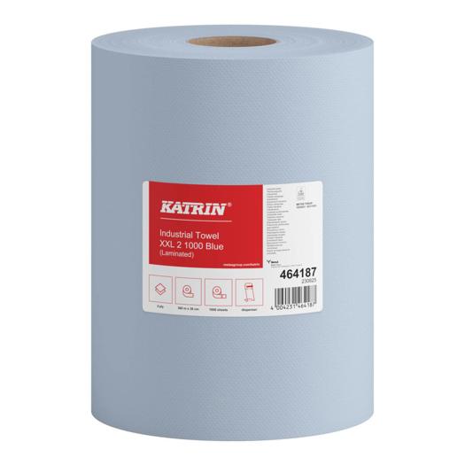 Katrin Industrial Wipes Roll XXL 1000 Sheets 2-Ply Laminated, Blue
