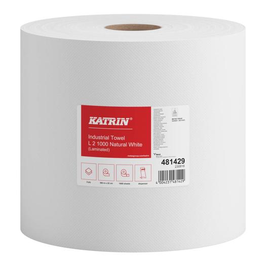 Katrin ręcznik papierowy przemysłowy makulaturowy  w rolce 1000 listków, 2-warstwowy
