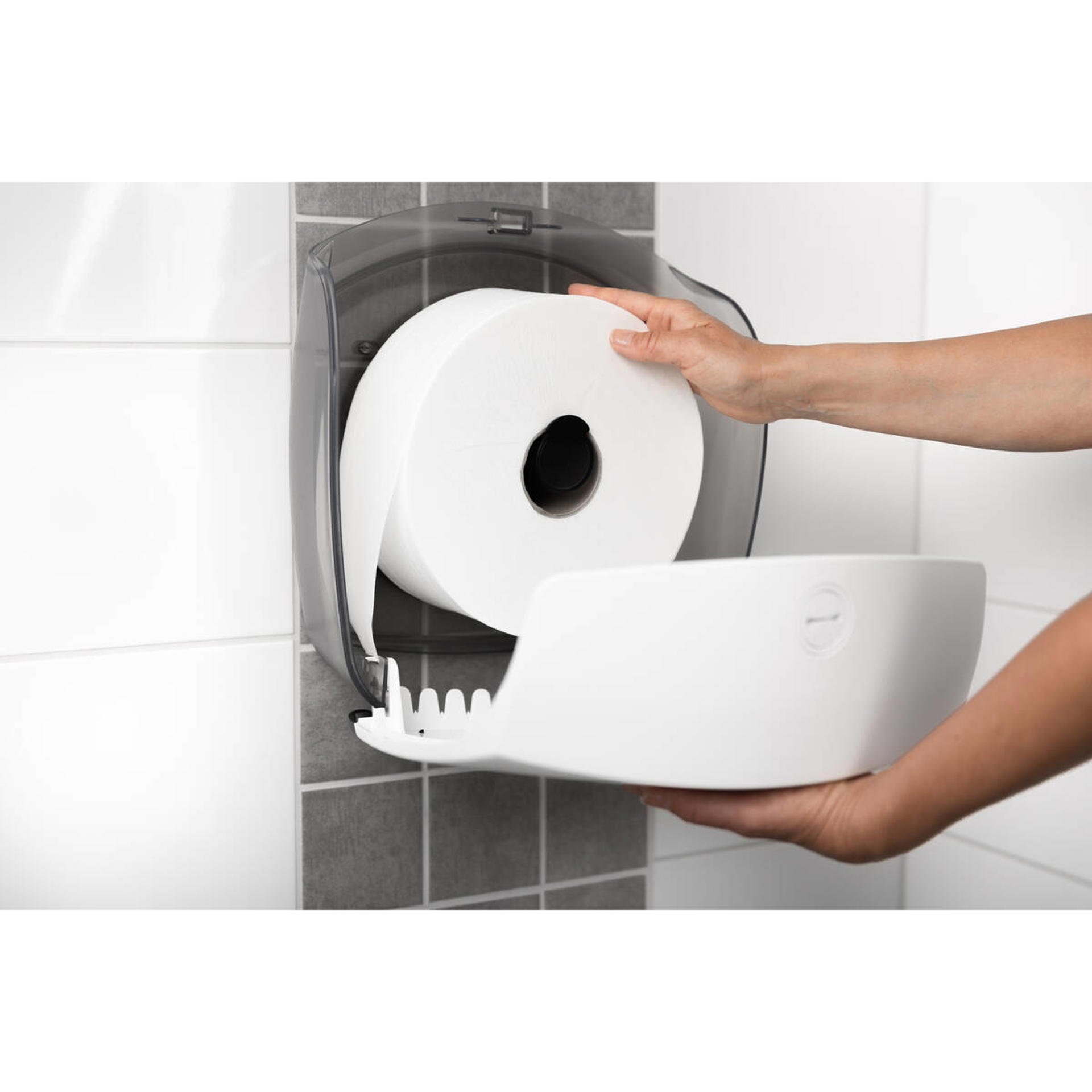 82117-Katrin Plastic Dispenser Small For Jumbo Toilet Paper Roll, White-2