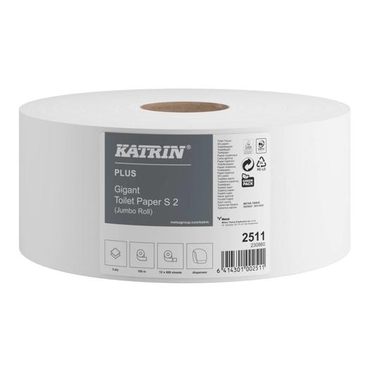Katrin Plus toaletný papier jumbo S 100 m, super biely, 2-vrstvový