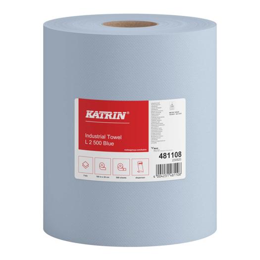 Katrin Industrial Wipes Roll Large 2-Ply Laminated, Blue