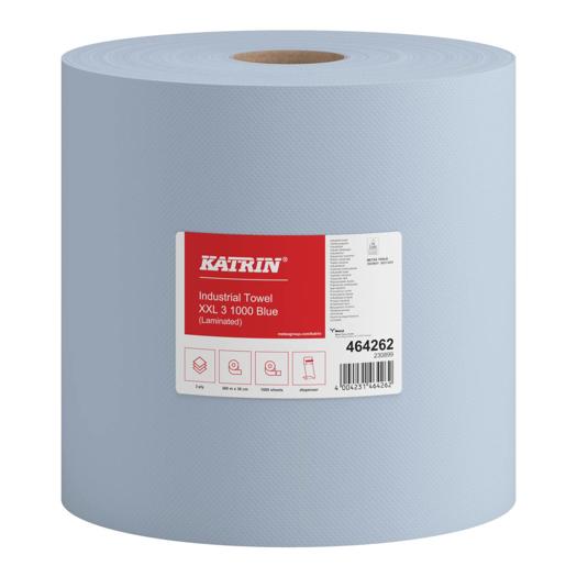 Katrin Industrial Wipes Roll XXL 1000 Sheets 3-Ply Laminated, Blue