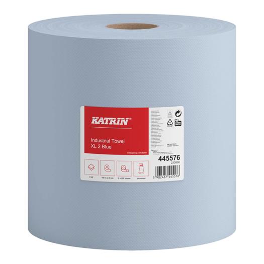 Katrin Industrial Wipes Roll Extra Large 750 Sheets 2-Ply, Blue