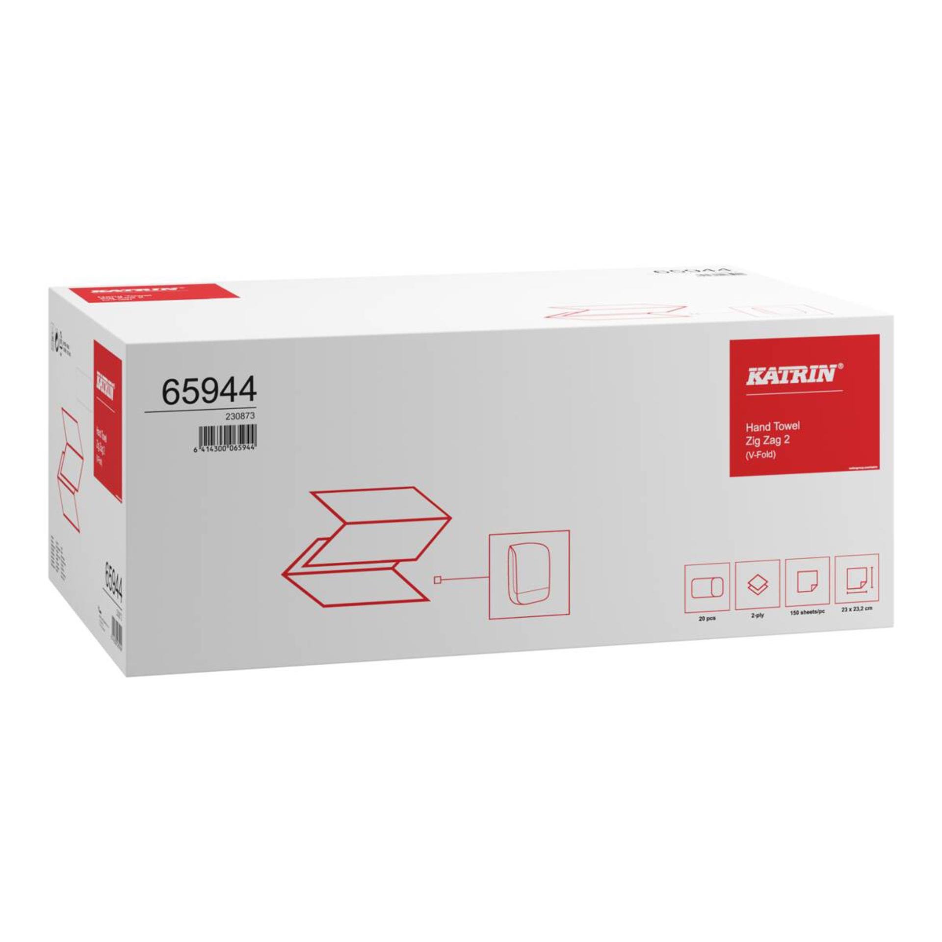 65944-Katrin V-fold Paper Towels Zig Zag 150 Sheets 2-Ply-4