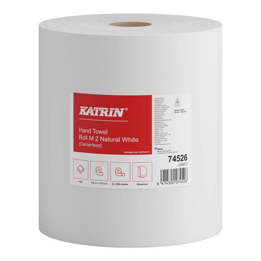 Medium Sheets Roll 74526 2-Ply Centrefeed 500 Katrin