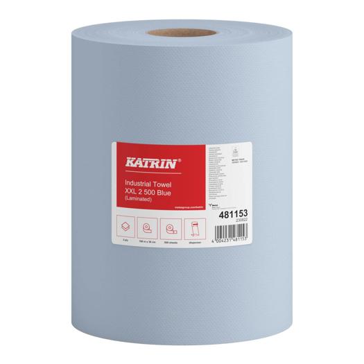 Katrin Industrial Wipes Roll XXL 500 Sheets 2-Ply Laminated, Blue