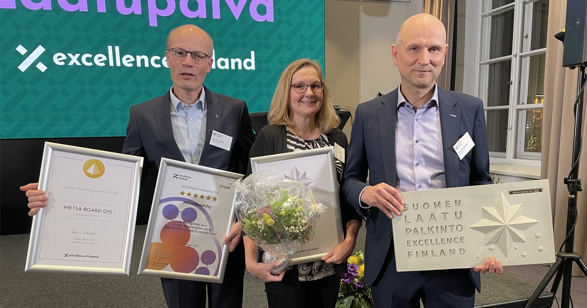 Metsä Board wins the Finnish Circular Economy and Quality Award for the  second year running