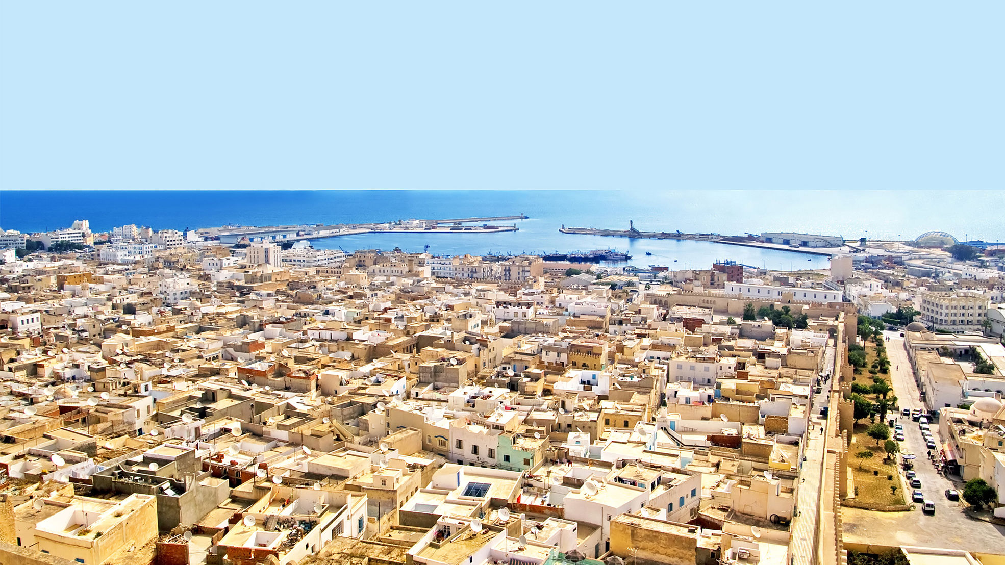 Tunisian sea side city view