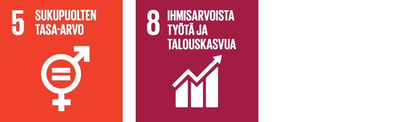 SDG 5: Sukupuolten tasa-arvo ja SDG 8: Ihmisarvoista työtä ja talouskasvua