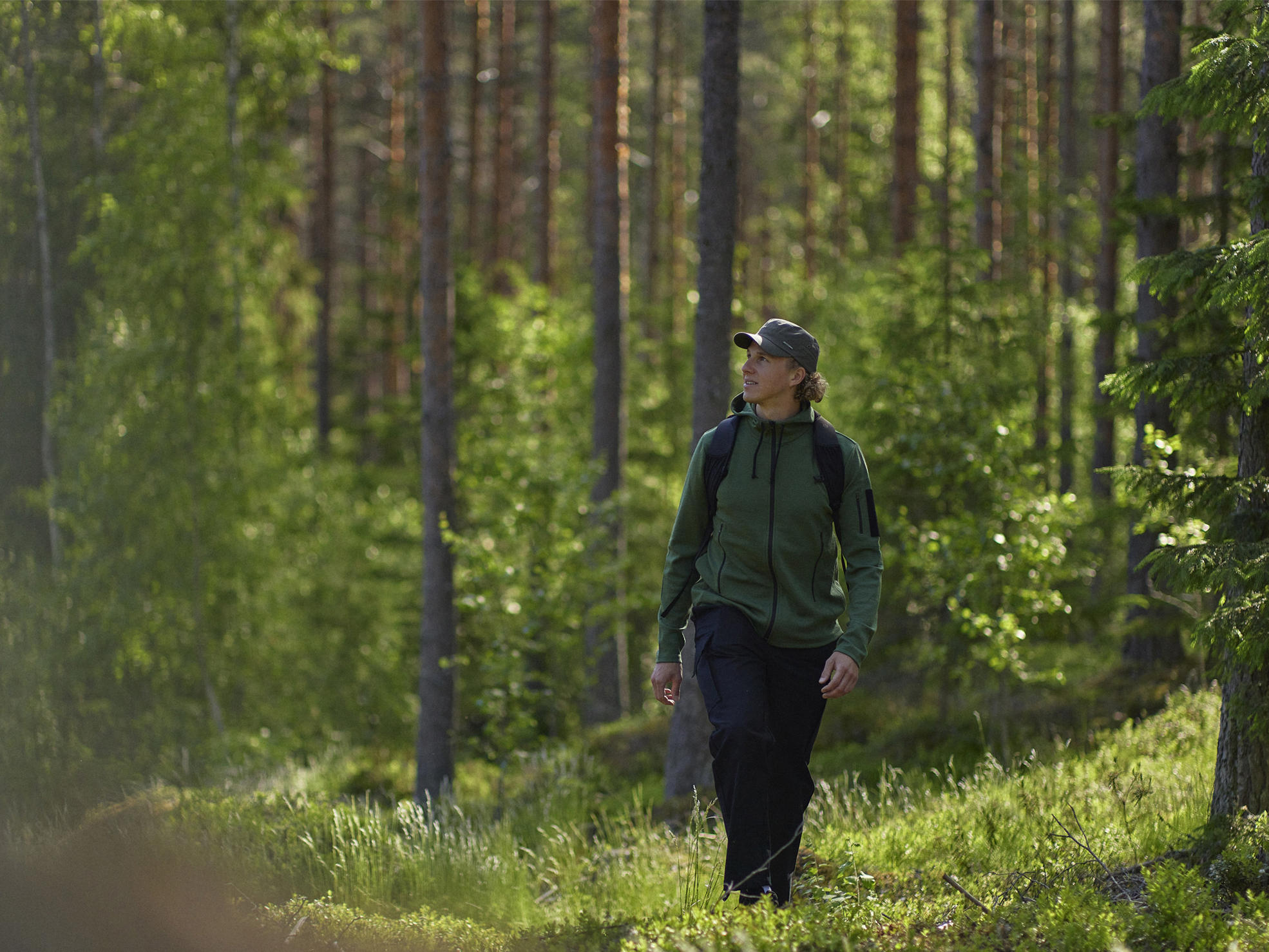 Person walking in forest