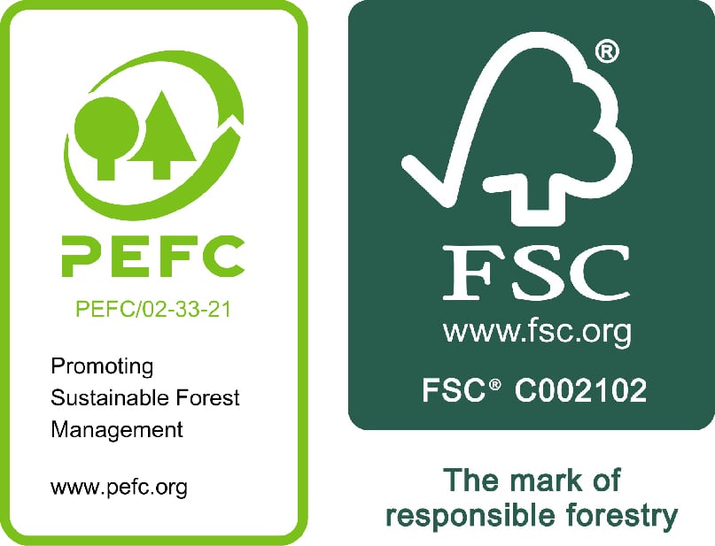 PEFC/02-33-21, Promoting Sustainable Forest Management, www.pefc.org, FSC® C002102, The mark of responsible forestry, www.fsc.org