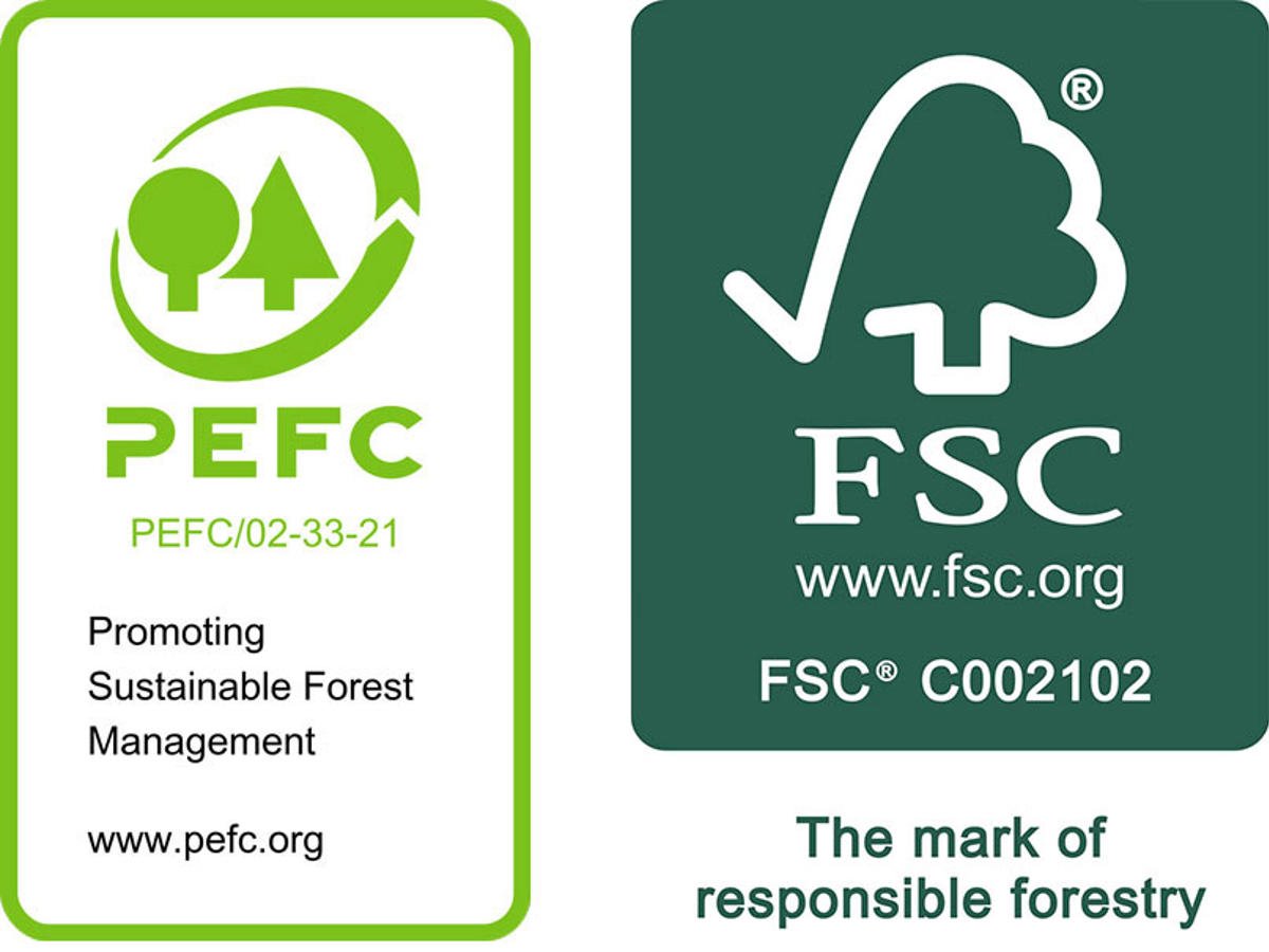 Metsä Fibre licence labels for the PEFC and FSC certification management systems