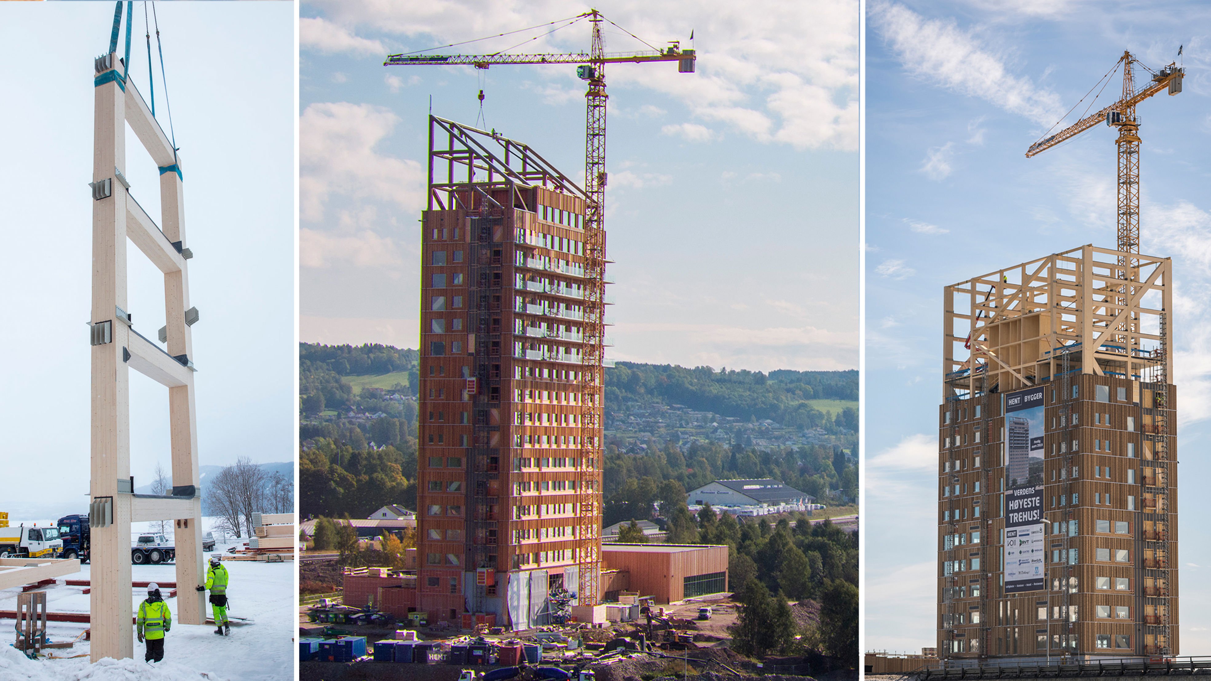 Le bâtiment en bois le plus haut du monde, la Mjøstårnet. 